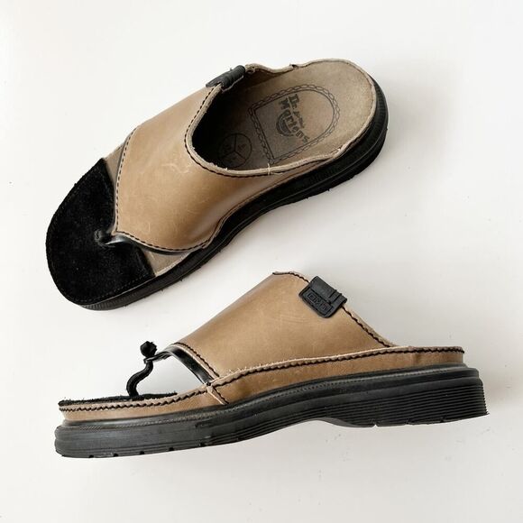 Vintage Dr. Marten leather thong sandals chunky flip flop platforms women's 7 - Picture 2 of 8